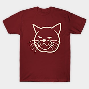Lineart Cute Cat Bored Face T-Shirt